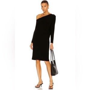 NORMA KAMALI black drop shoulder long sleeve dress